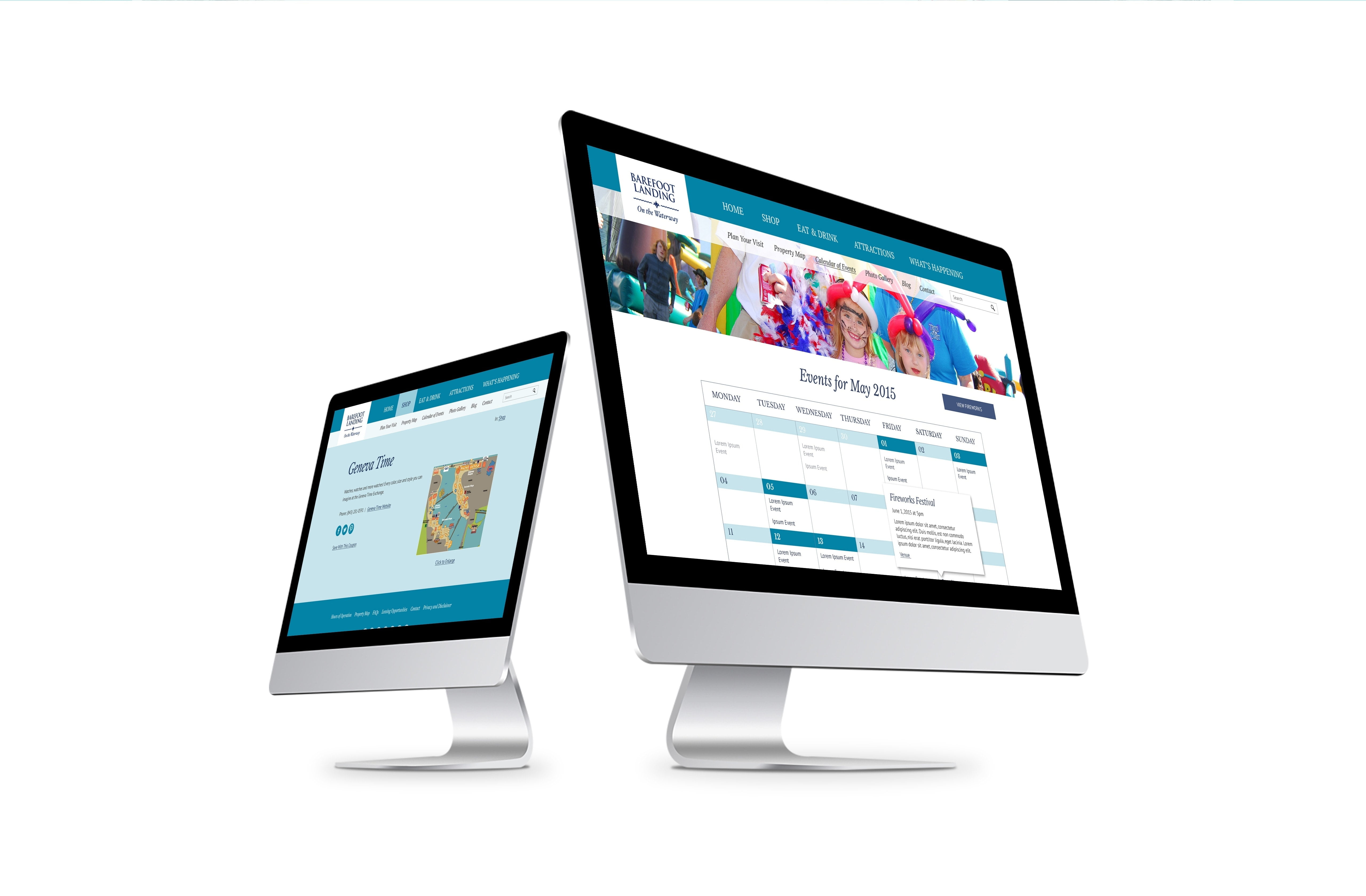 Barefoot Landing website on iMacs