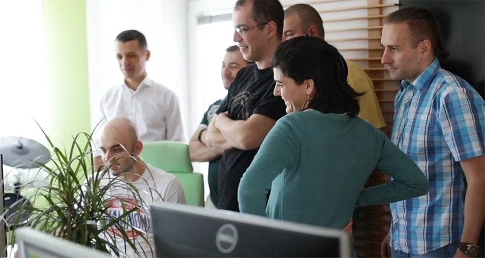 Team reviewing solution