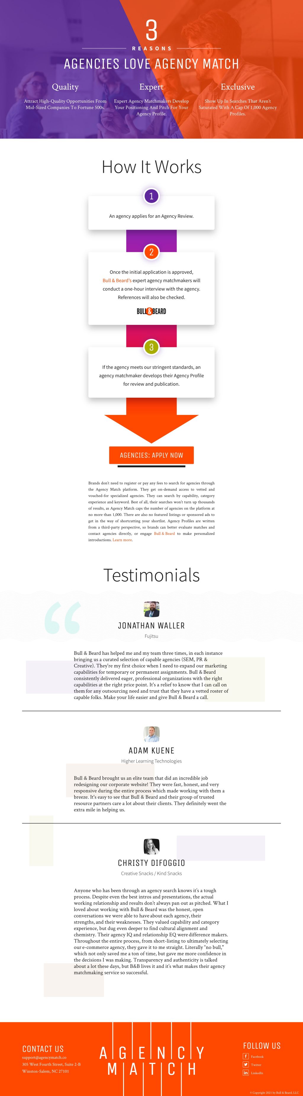 Agency Match Homepage bottom half