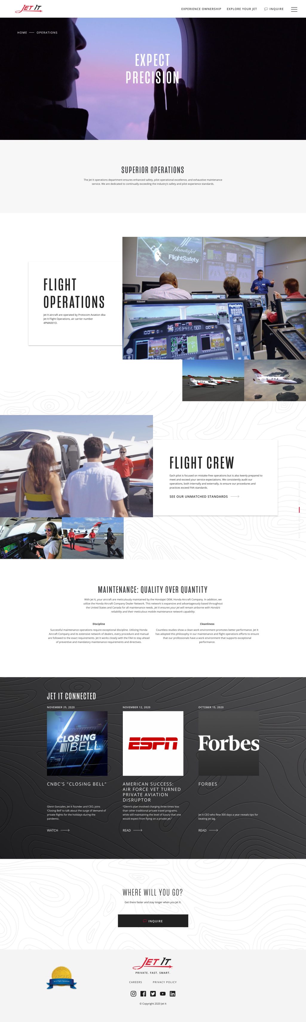 Jet It - Operations page