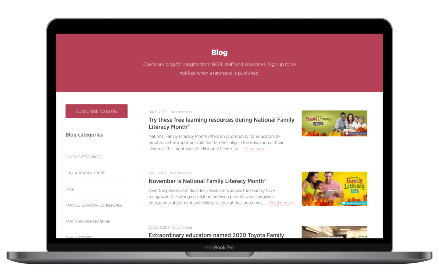 NCFL Blog on Macbook Pro