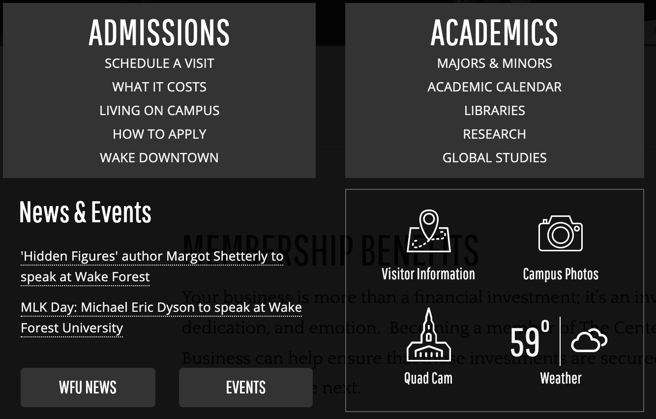 Diferent mobile menus based on location