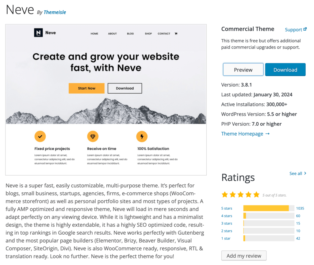 Neve WordPress theme