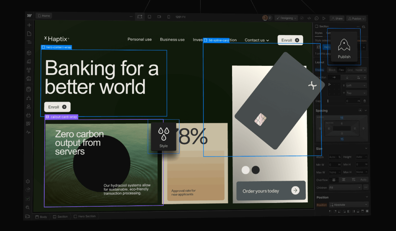 A screenshot of Webflow’s website editor.
