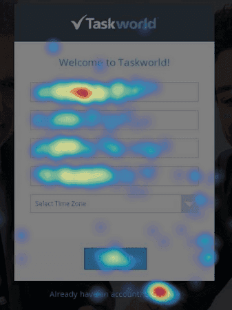 A heatmap of a web form